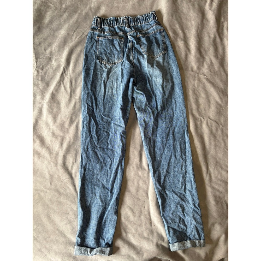 SHEIN Tall High Waisted Paperbag Mom Jeans Blue Medium Wash Small - Picture 2 of 4
